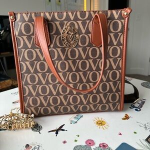Valentino Orlandi Brown and Tan Monogram Tote
